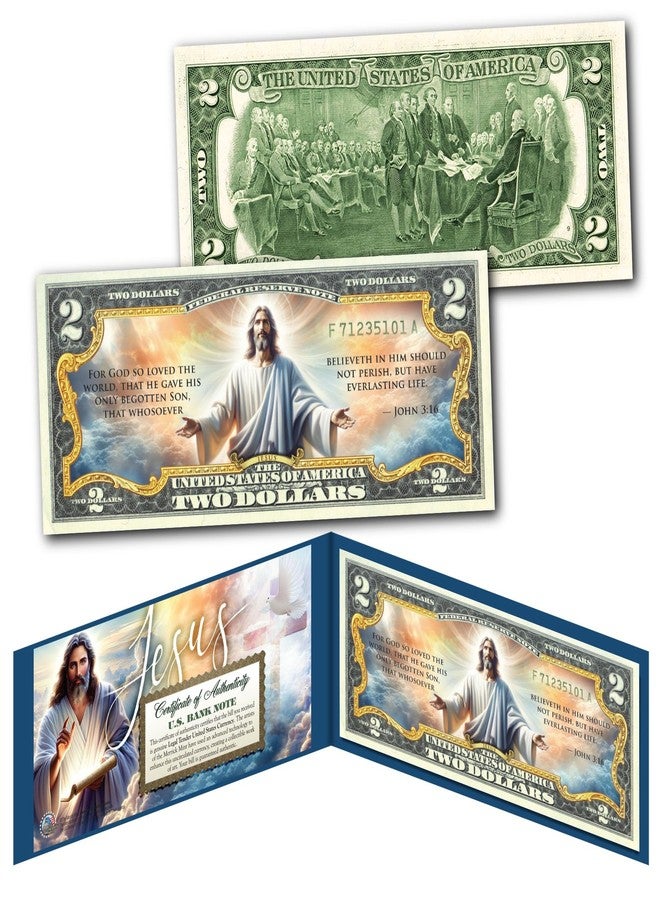 Merrick Mint JESUS CHRIST Religious Bible Verse John 3:16 Genuine U.S. $2 Bill - Image 1